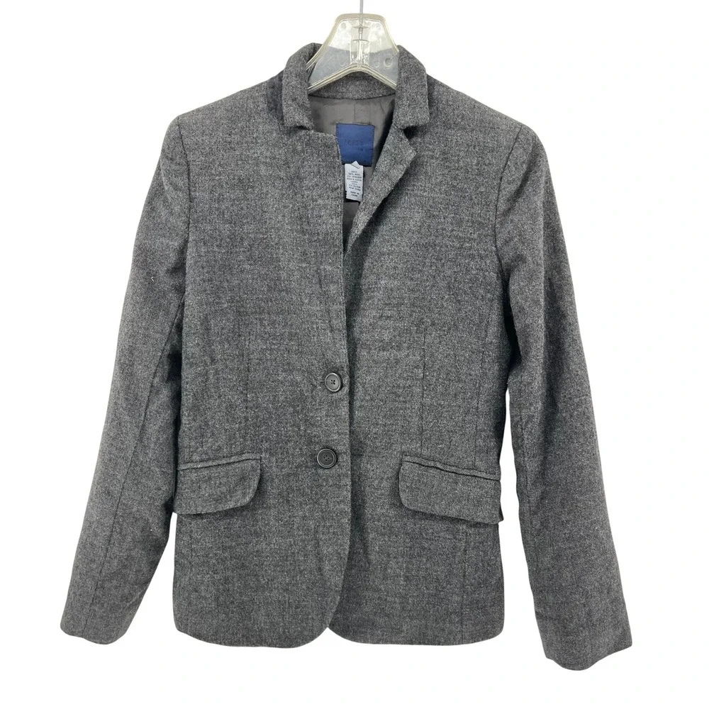 J.Crew Womens Gray Wool Two Button Blazer Jacket Size 8 business casual lined